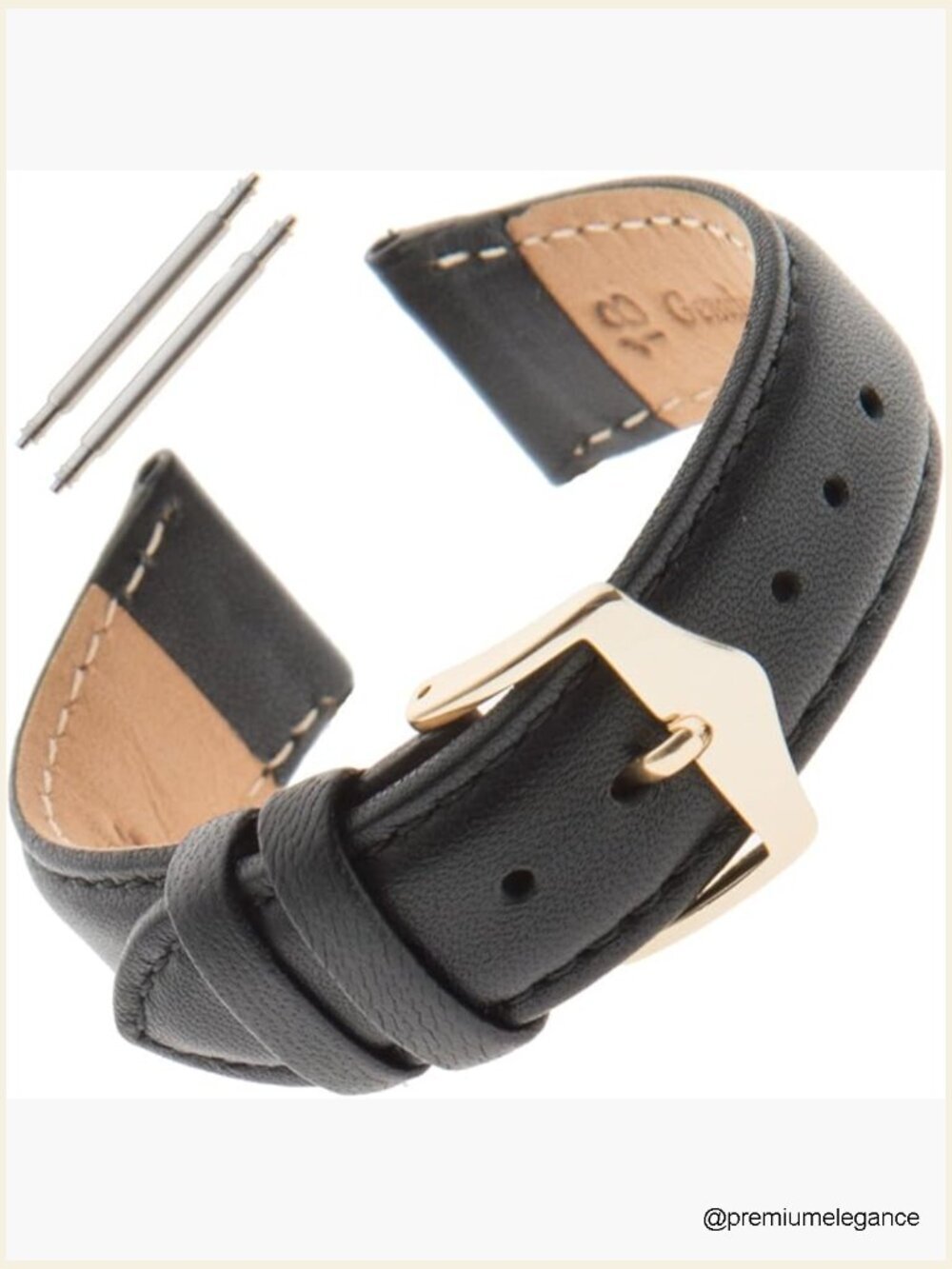 Genuine Lambskin Padded Watch Strap - 18mm - Black